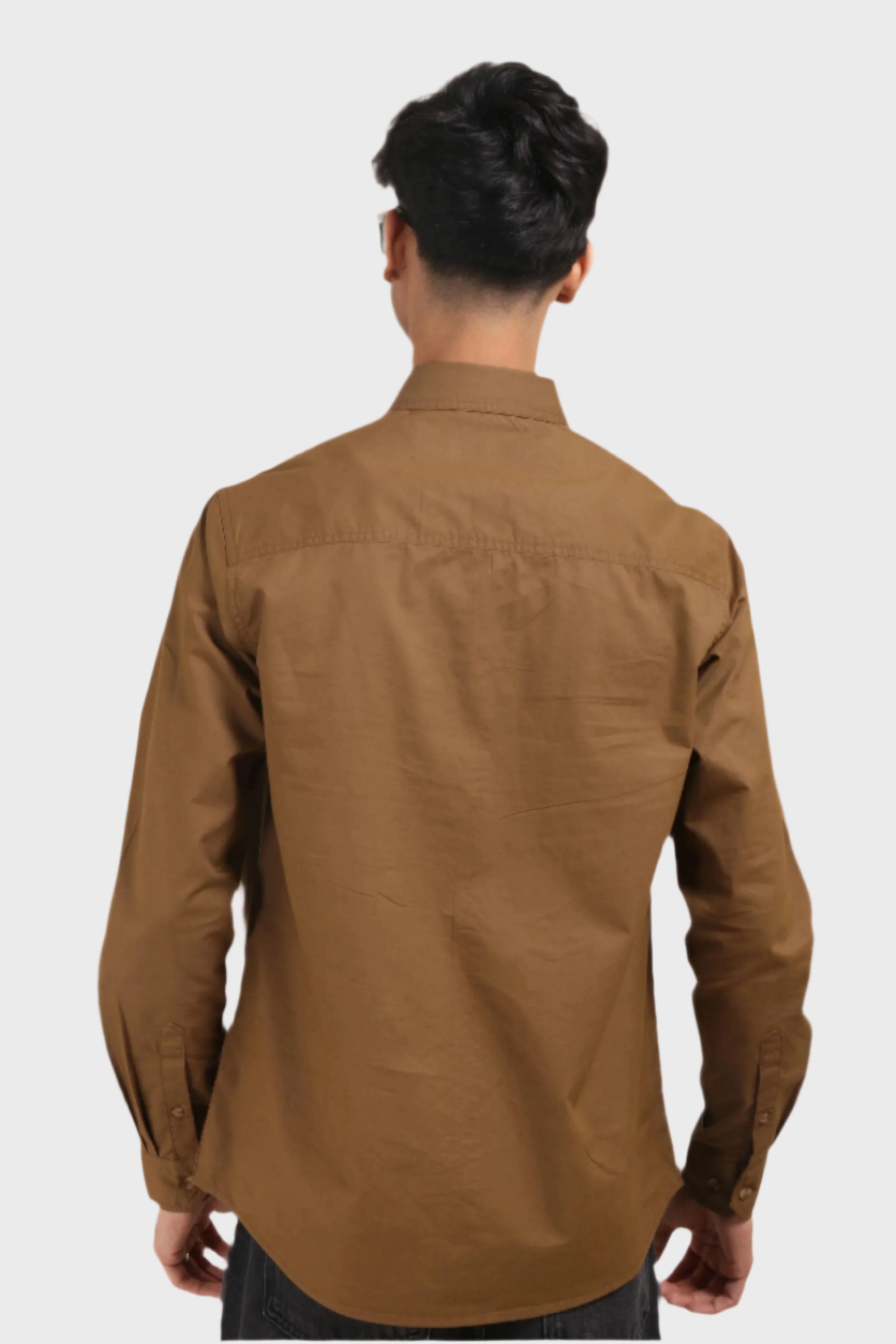 Jonesburg Brown Double Pocket Regular Fit Shirt
