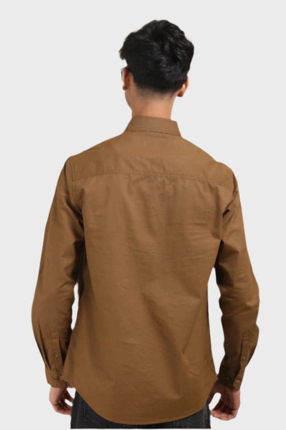 Jonesburg Brown Double Pocket Regular Fit Shirt - Distacart