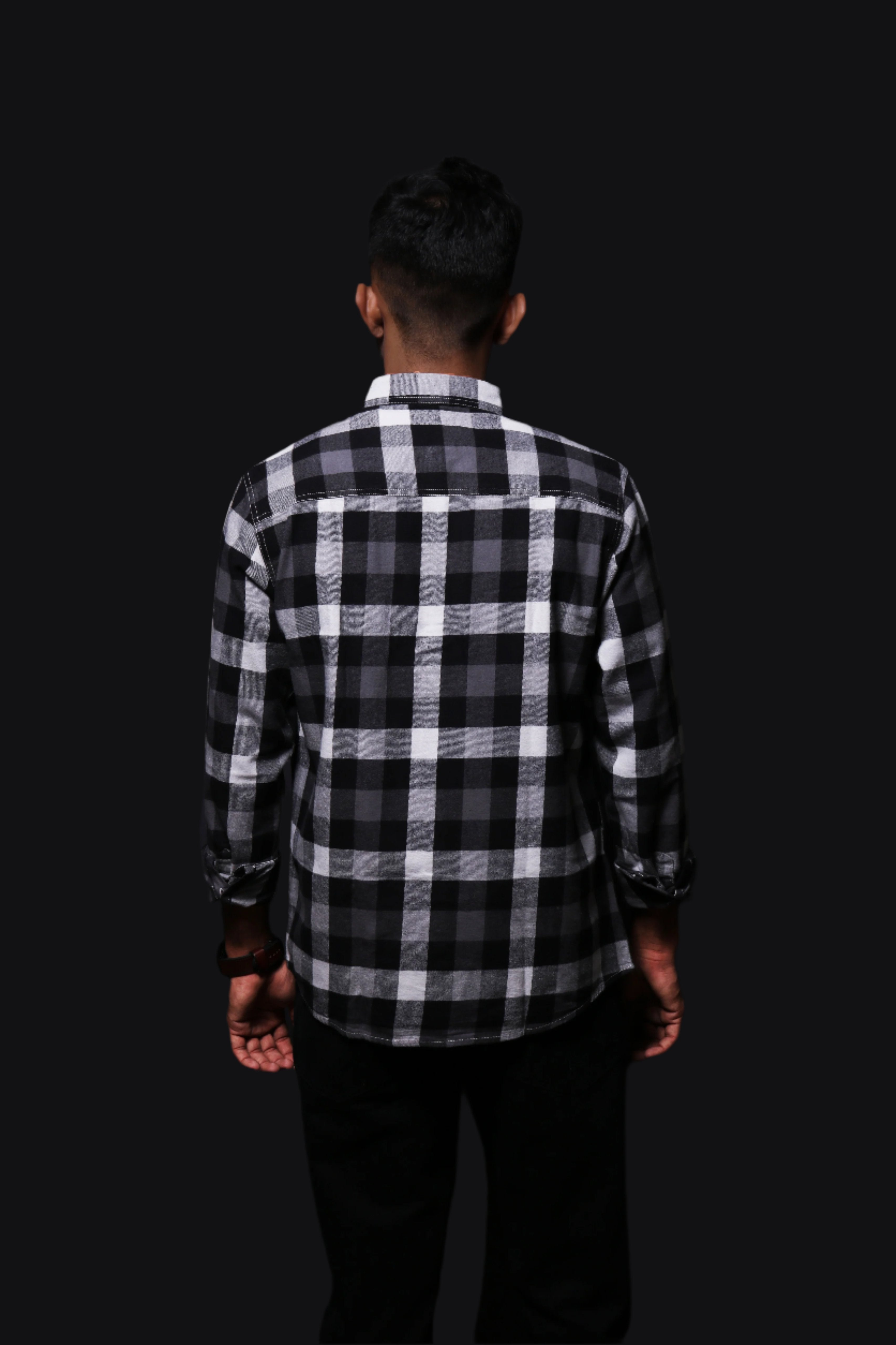 Jonesburg Black Flannel Checks Regular Fit Shirt