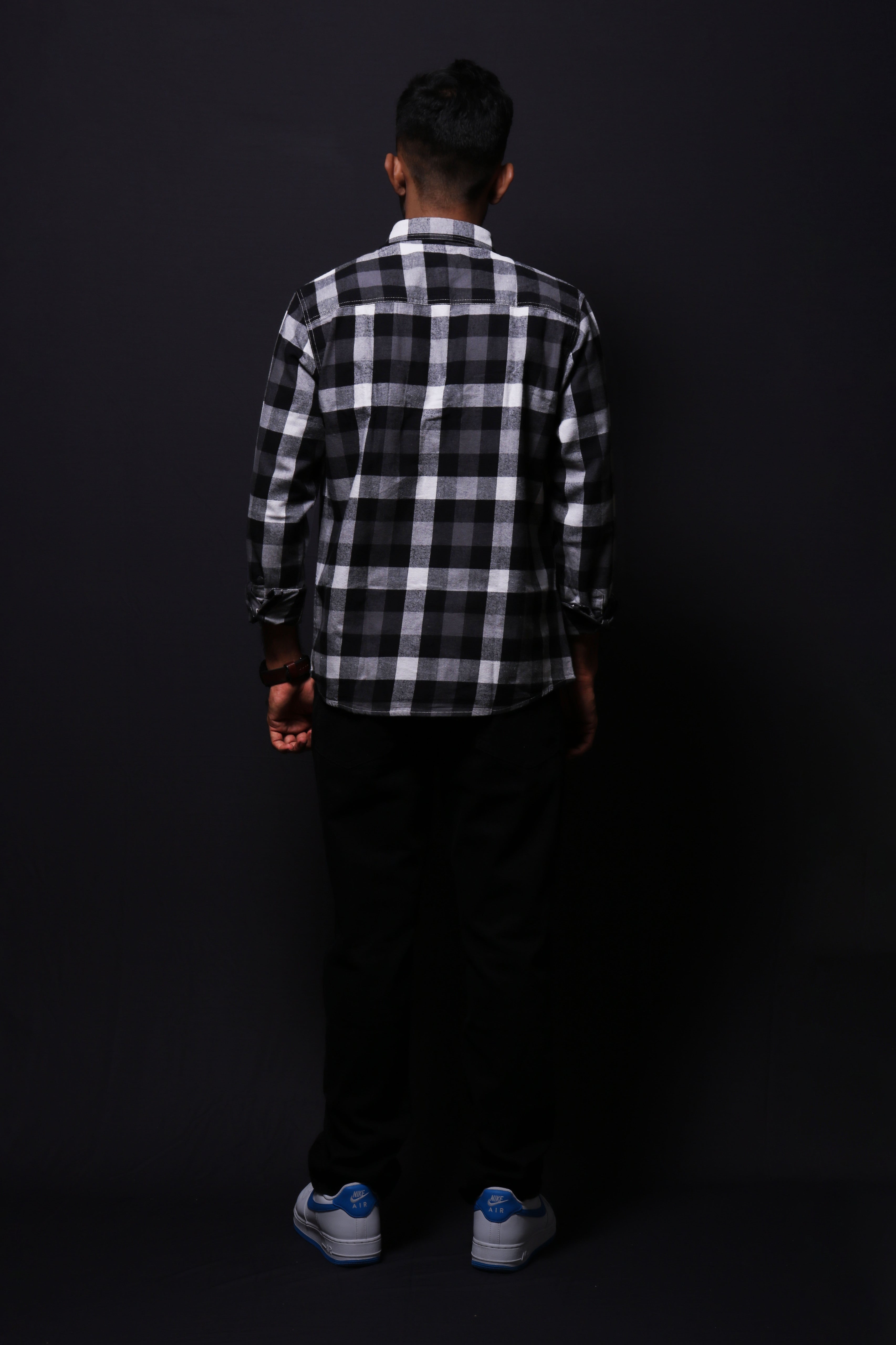 Jonesburg Black Flannel Checks Regular Fit Shirt