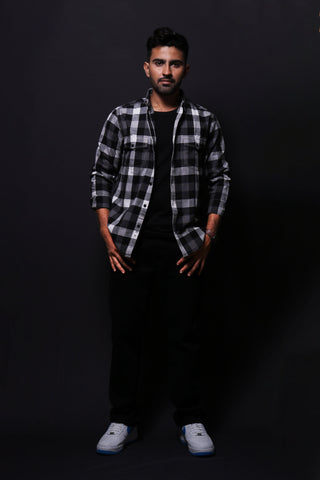 Jonesburg Black Flannel Checks Regular Fit Shirt