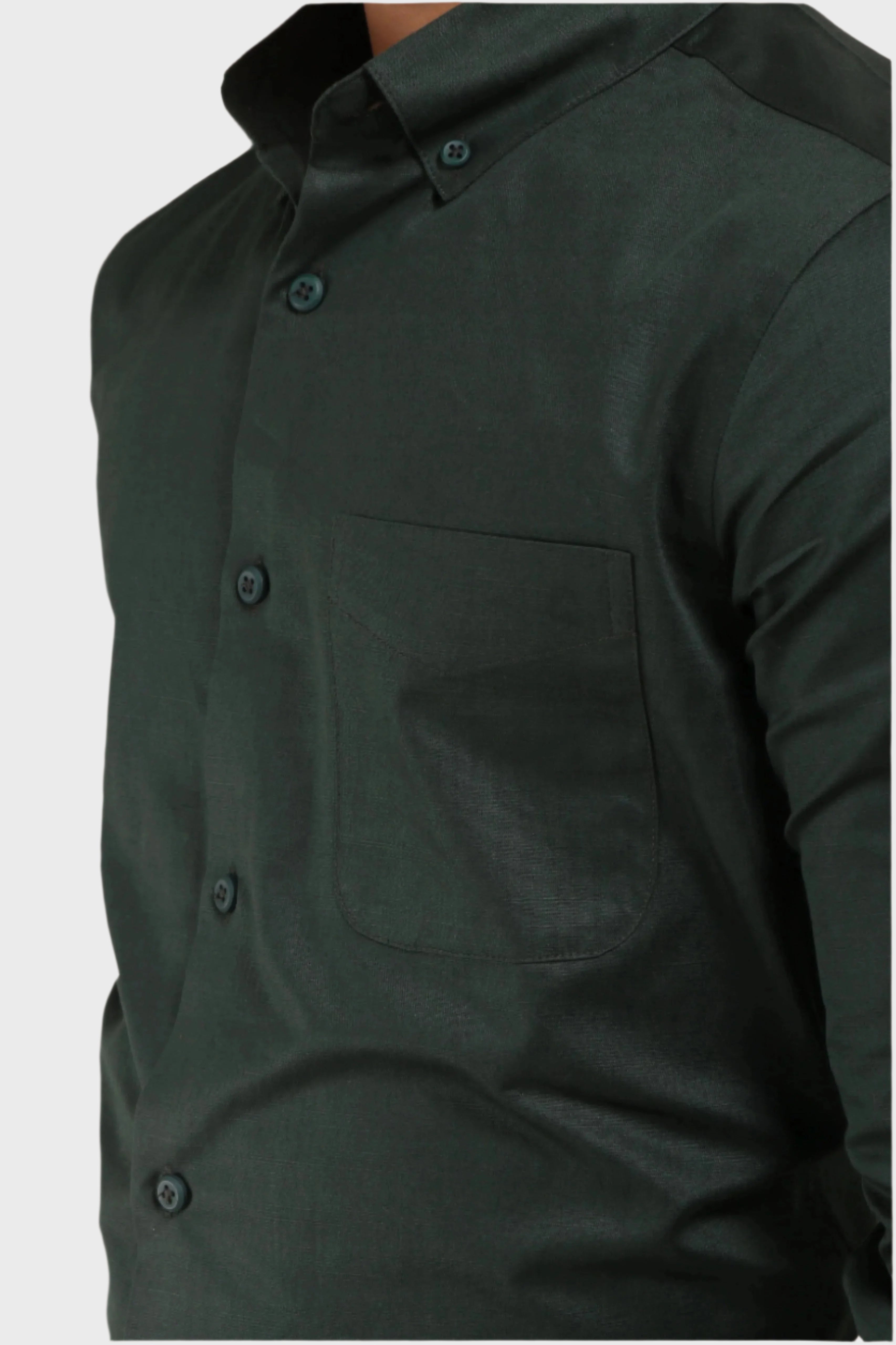 Jonesburg Bottle Green Satin Slub Slim Fit Shirt