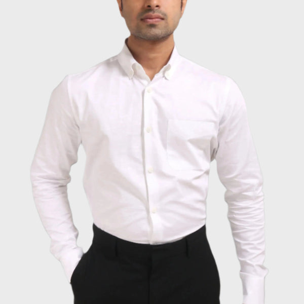 Jonesburg White Satin Slub Slim Fit Shirt