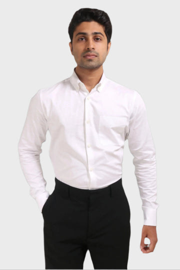 Jonesburg White Satin Slub Slim Fit Shirt - Distacart