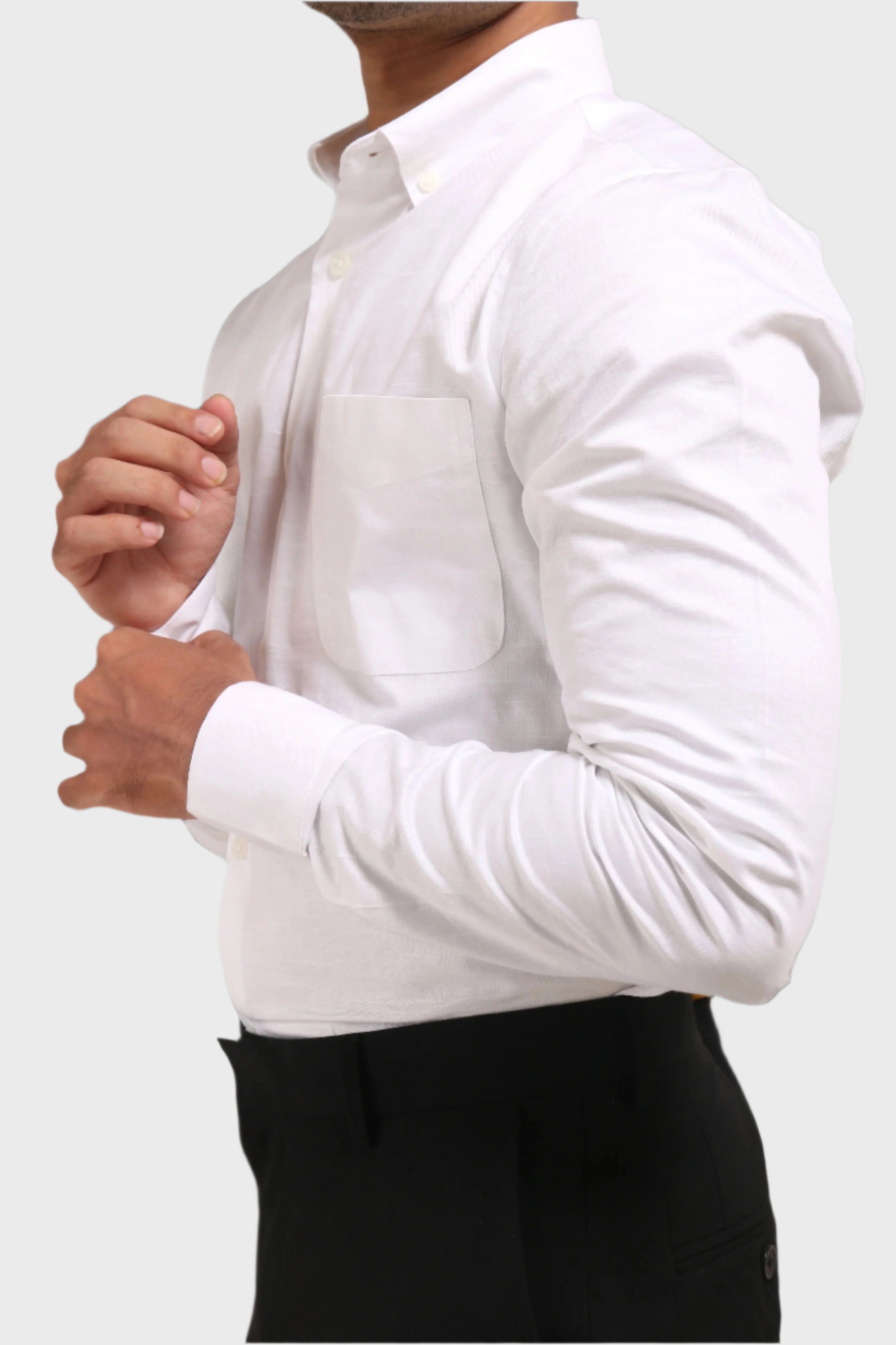 Jonesburg White Satin Slub Slim Fit Shirt