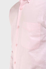 Thumbnail for Jonesburg Mens Baby Pink Satin Slub Slim Fit Semi Formal Shirt