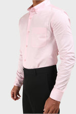 Thumbnail for Jonesburg Mens Baby Pink Satin Slub Slim Fit Semi Formal Shirt