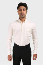 Thumbnail for Jonesburg Off White Satin Slub Slim Fit Shirt