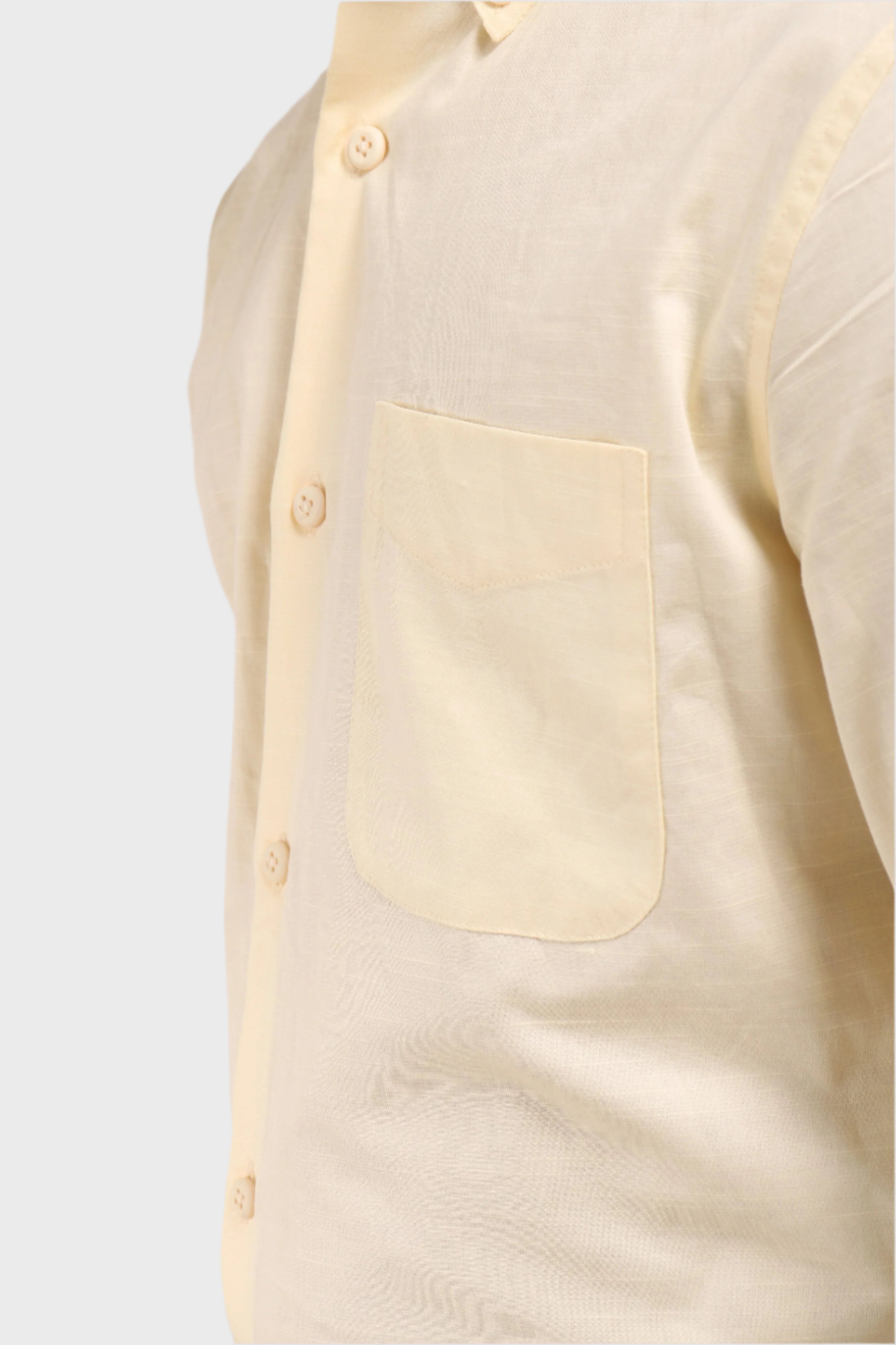 Jonesburg Light Yellow Satin Slub Slim Fit Shirt