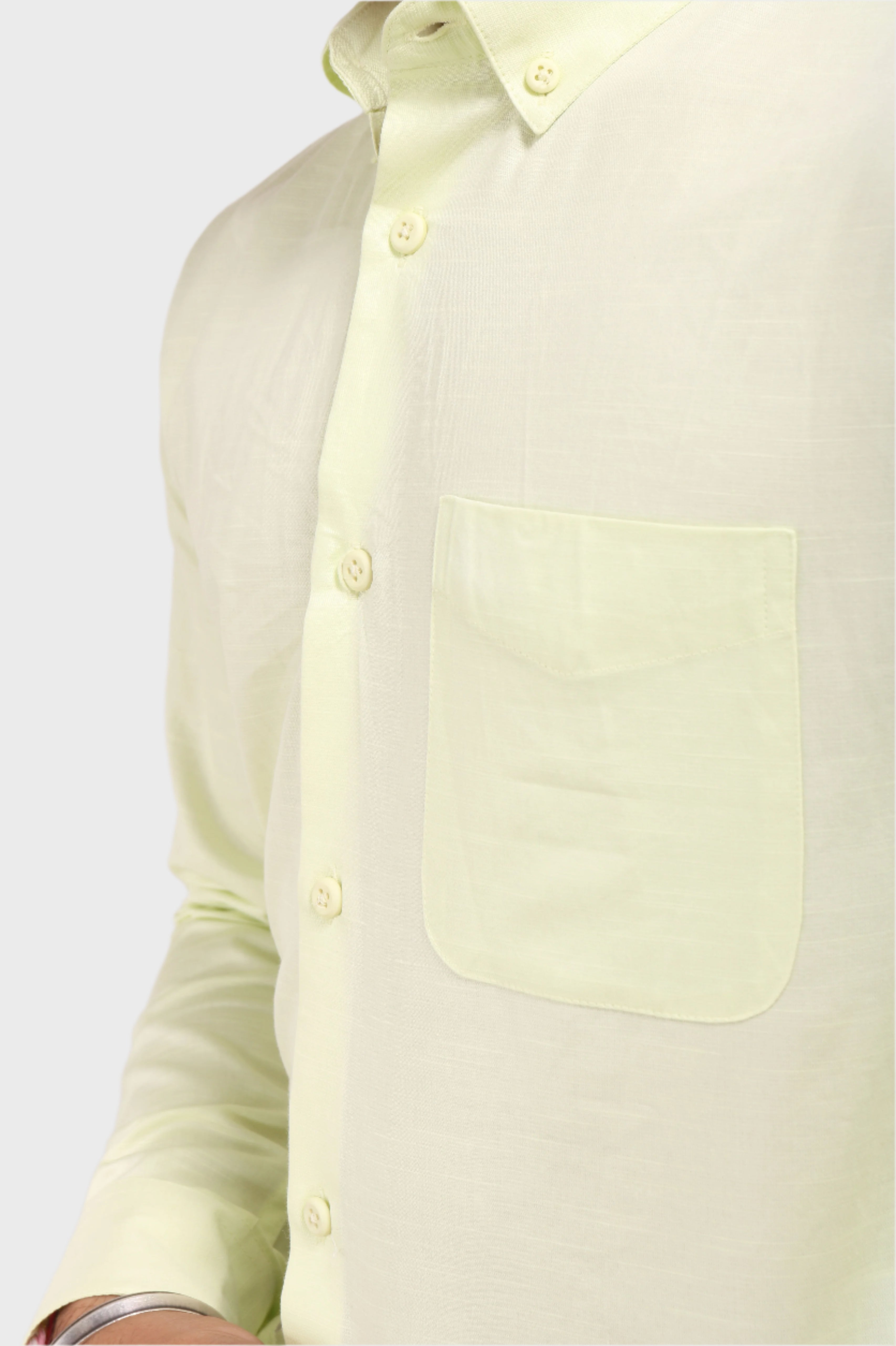 Jonesburg Lemon Yellow Satin Slub Slim Fit Shirt