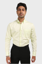 Thumbnail for Jonesburg Lemon Yellow Satin Slub Slim Fit Shirt