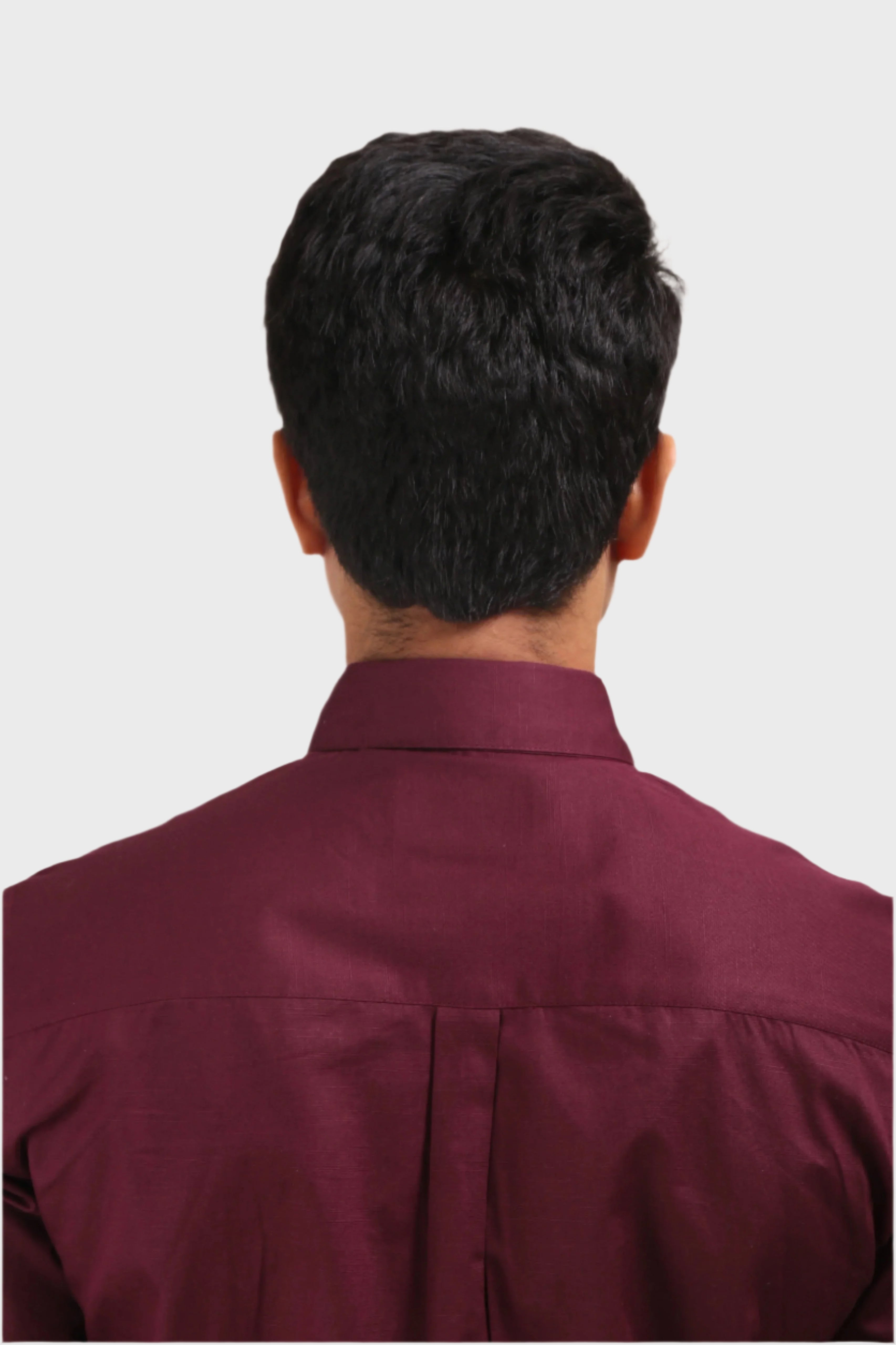 Jonesburg Maroon Satin Slub Slim Fit Shirt