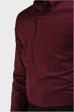 Thumbnail for Jonesburg Maroon Satin Slub Slim Fit Shirt