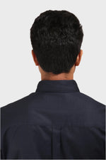 Thumbnail for Jonesburg Navy Blue Satin Slub Slim Fit Shirt