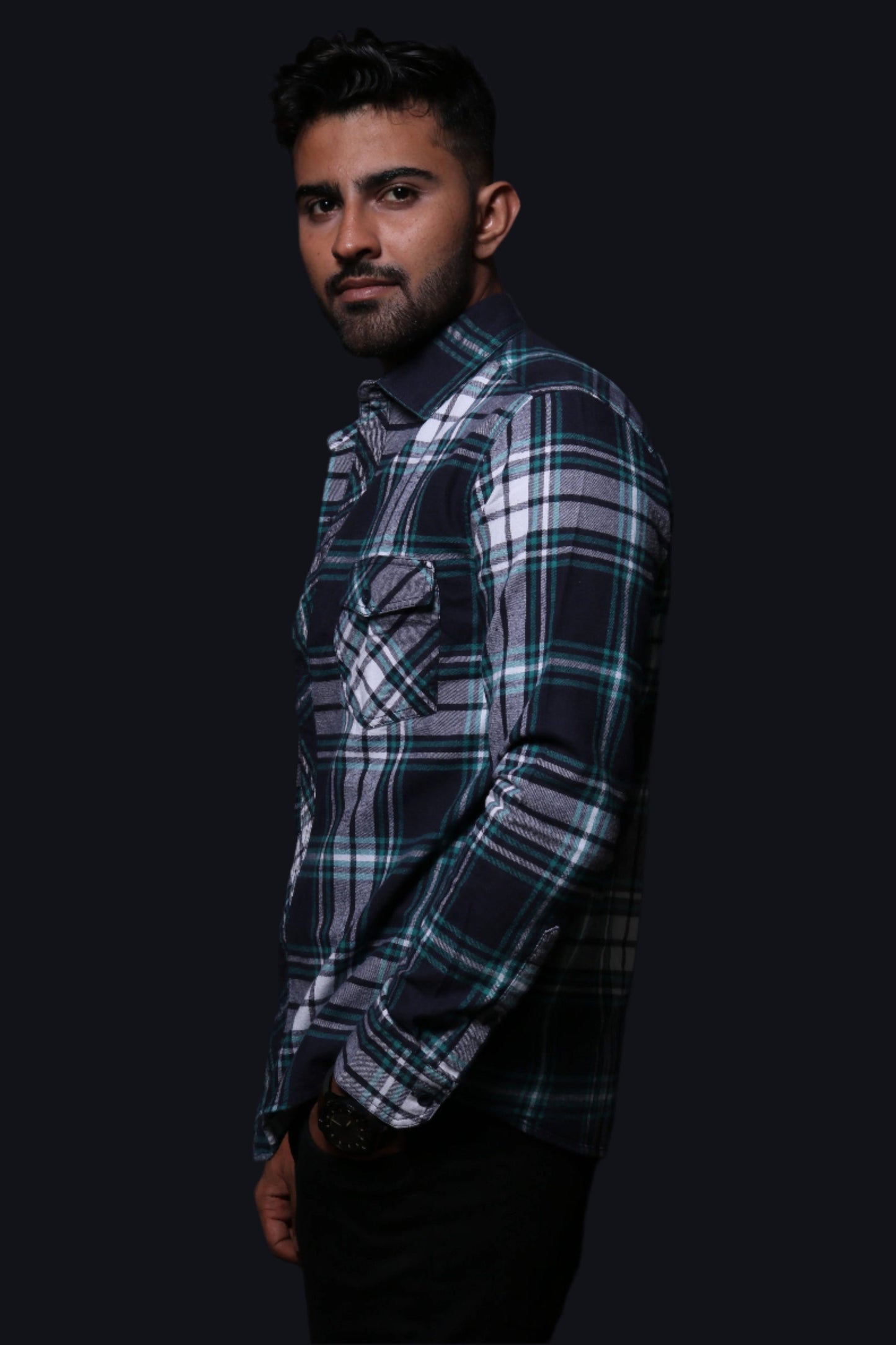 Jonesburg Navy Blue Flannel Checks Regular Fit Shirt - Distacart