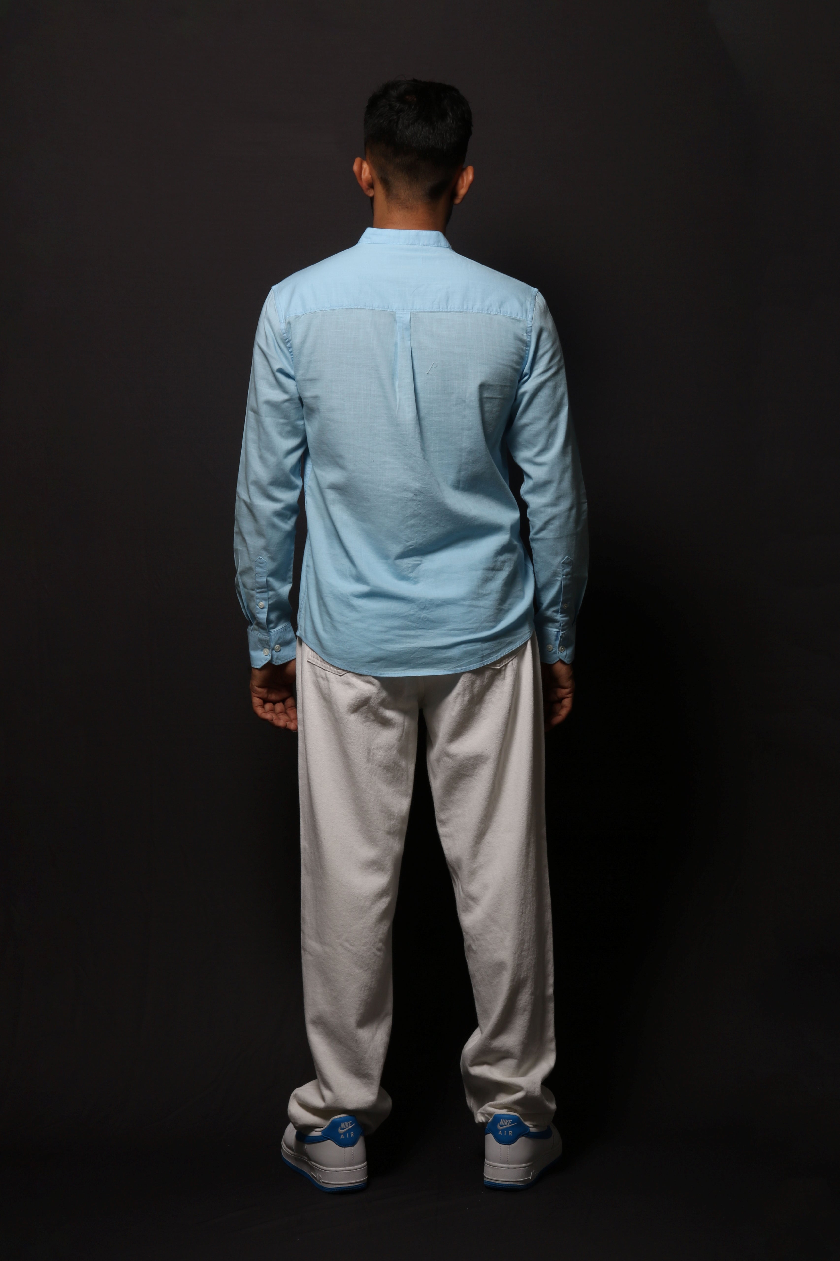 Jonesburg Sky Blue Slub Slim Fit Shirt