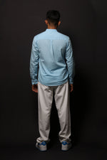Thumbnail for Jonesburg Sky Blue Slub Slim Fit Shirt