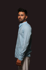 Thumbnail for Jonesburg Sky Blue Slub Slim Fit Shirt