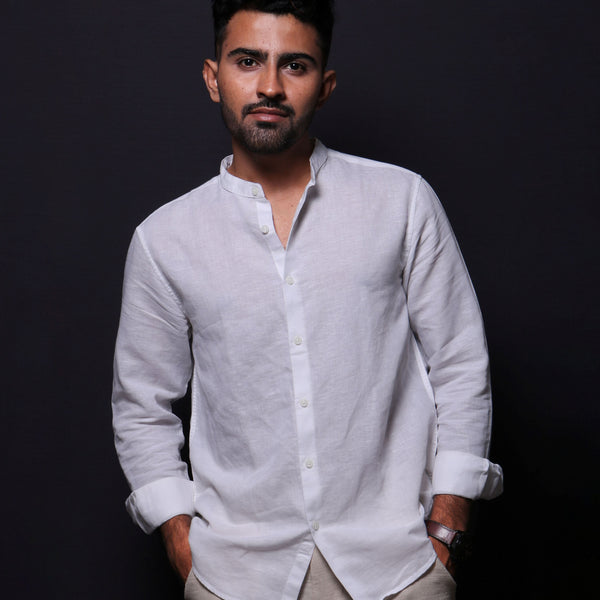 Jonesburg White Linen Regular Fit Shirt