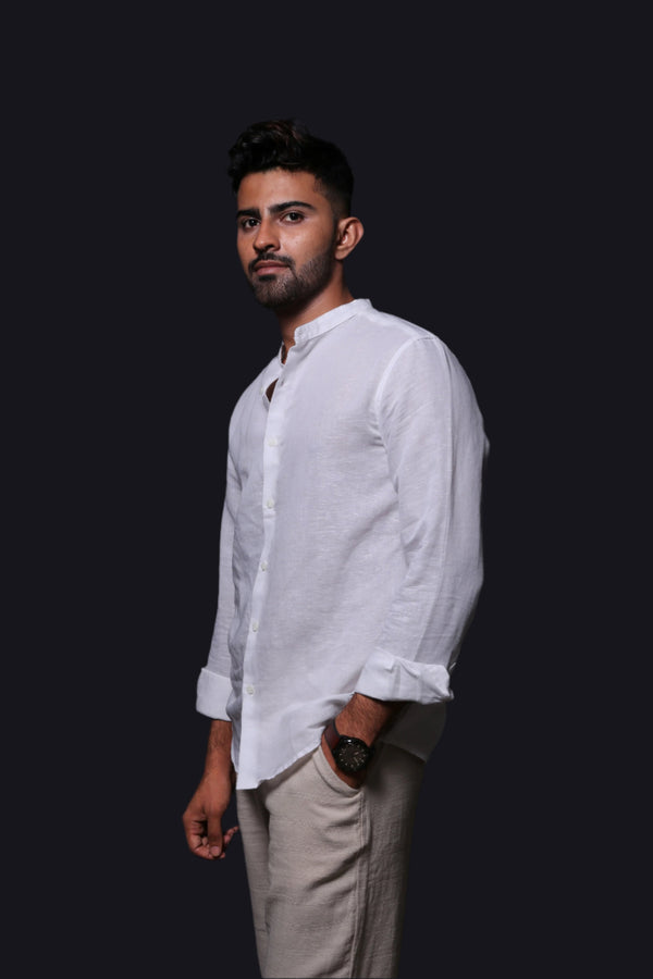 Jonesburg White Linen Regular Fit Shirt