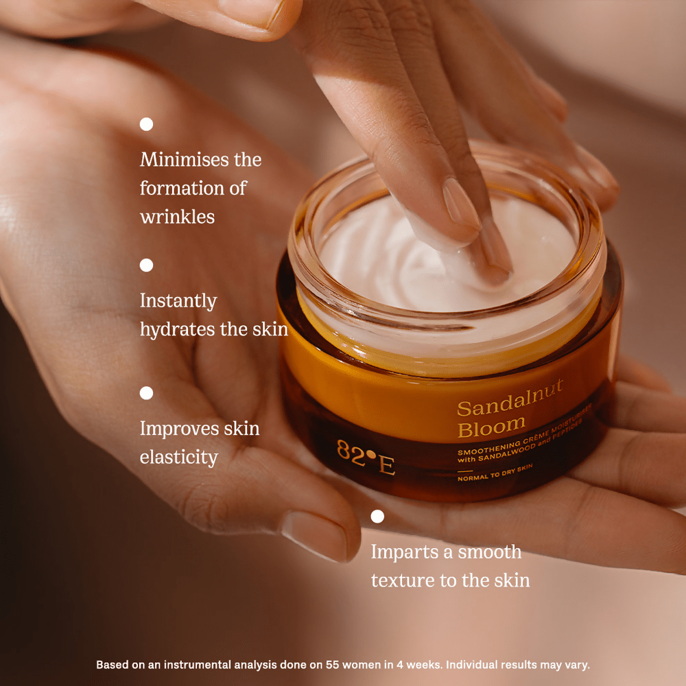 82°E By Deepika Padukone Sandalnut Bloom Smoothening crème moisturiser with sandalwood and peptides - Distacart