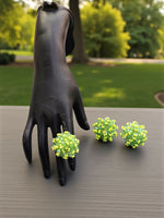 Thumbnail for Inhanns Rangmani Crystal Duo – Adjustable Ring + Statement Earrings Set - Neon Green - Distacart