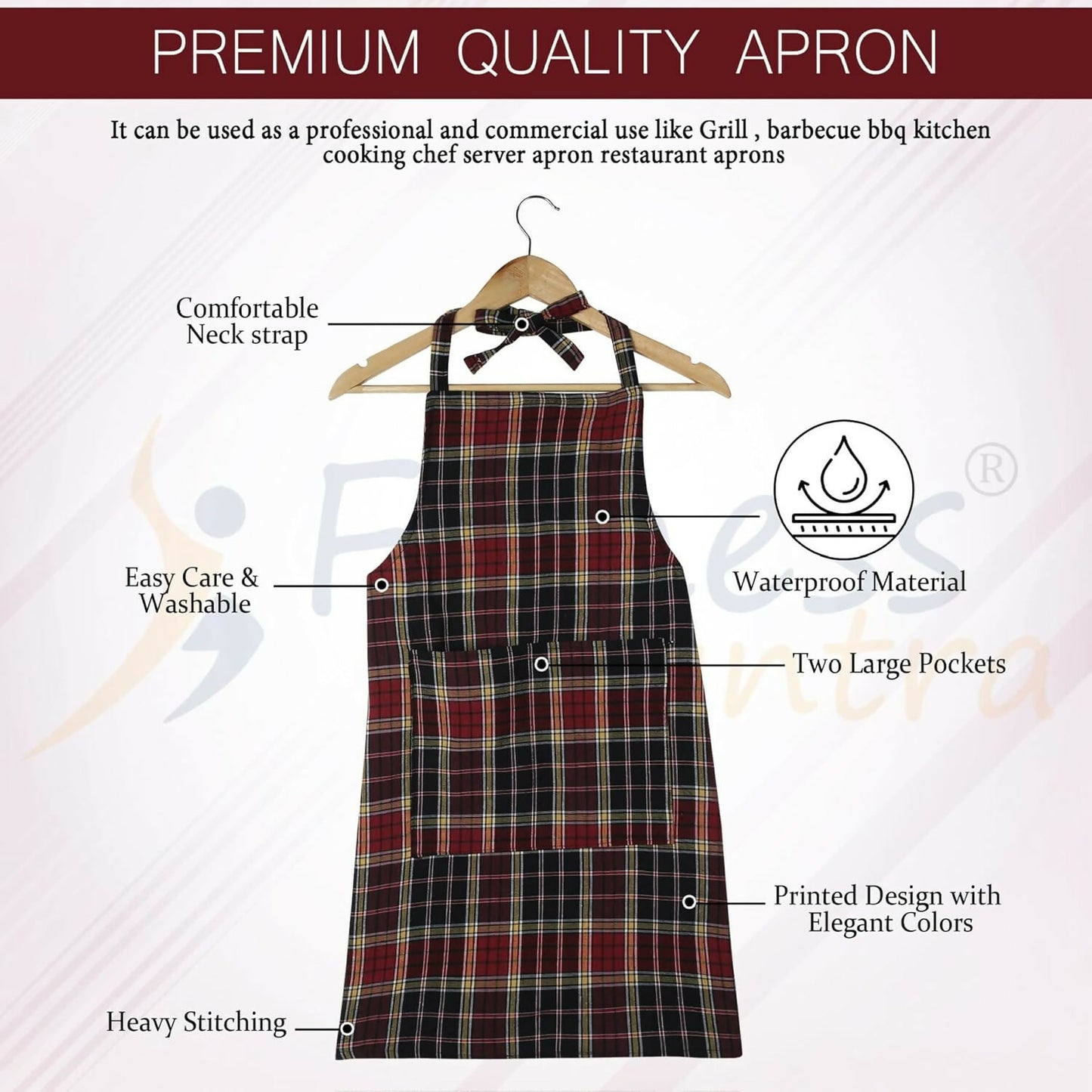 Fitness Mantra Waterproof Kitchen Apron For Men & Women-Multicolour - Dista