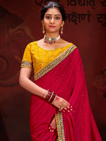 Thumbnail for NOZ2TOZ Women's Vichitra Silk Pink Embellished Designer Saree With Blouse Piece - Distacart