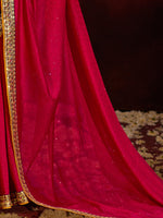 Thumbnail for NOZ2TOZ Women's Vichitra Silk Pink Embellished Designer Saree With Blouse Piece - Distacart