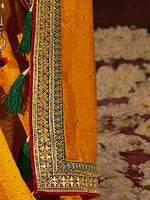 Thumbnail for NOZ2TOZ Women's Vichitra Silk Yellow Embellished Designer Saree With Blouse Piece - Distacart