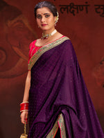 Thumbnail for NOZ2TOZ Women's Vichitra Silk Mauve Embellished Designer Saree With Blouse Piece - Distacart