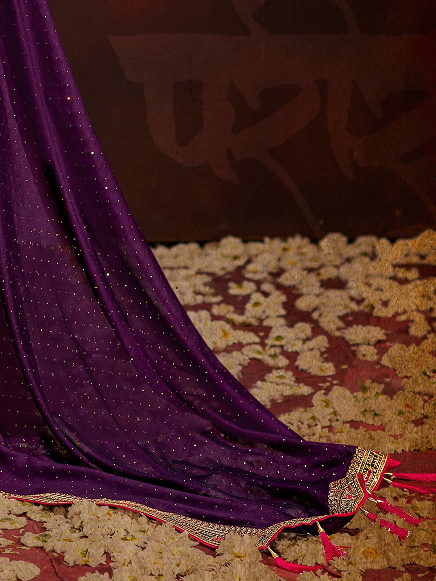 NOZ2TOZ Women's Vichitra Silk Mauve Embellished Designer Saree With Blouse Piece - Distacart