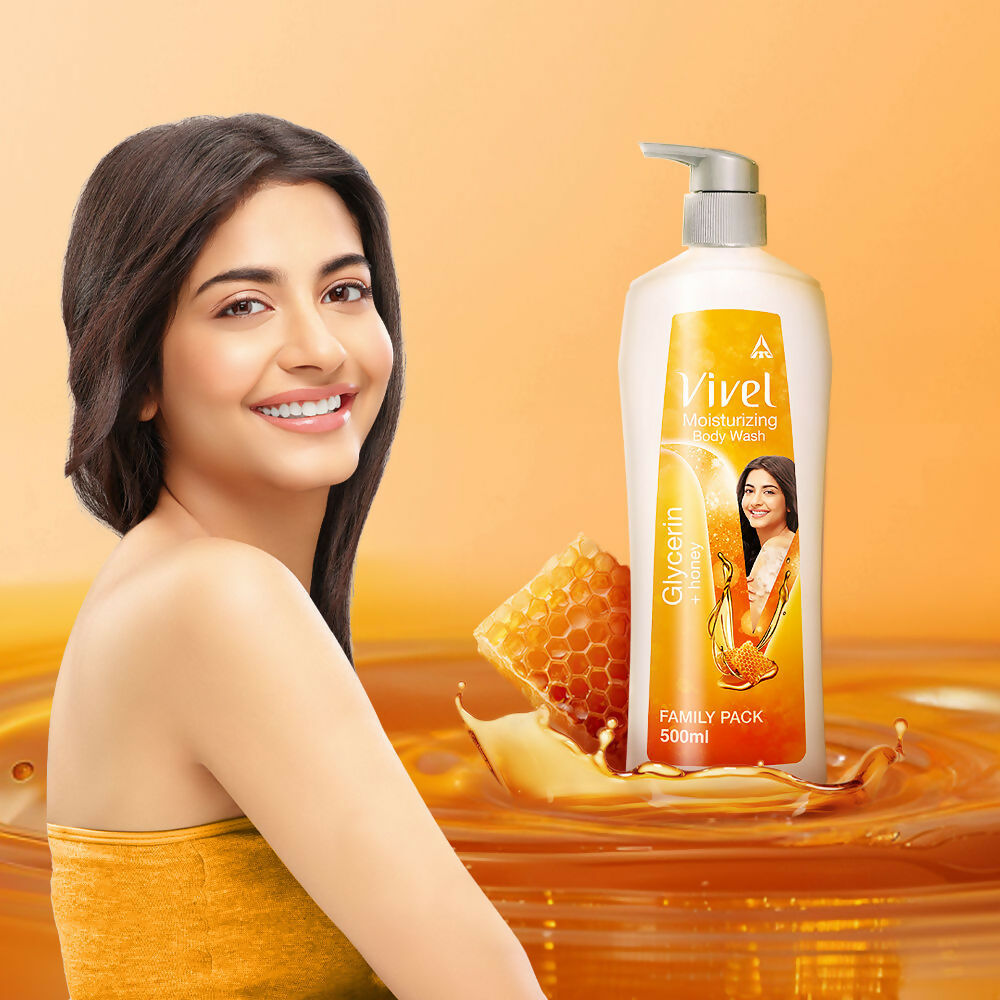 Vivel Moisturizing Body Wash Glycerin & Honey Pump Bottle Shower Gel for Soft Glowing Skin - Distacart