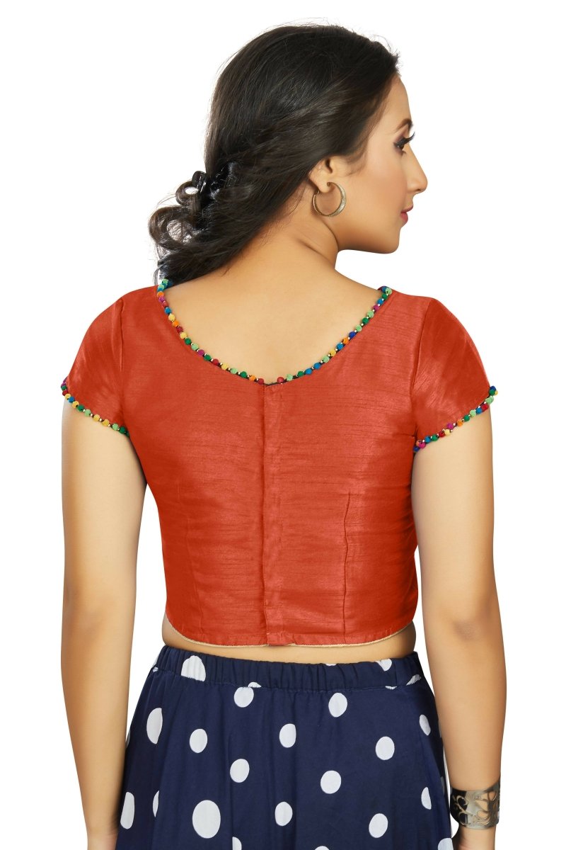 Aastha Fashion Women's Orange Art Silk Designer Party Wear Readymade Blouse - Distacart