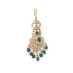 Thumbnail for Nuyug 18K Gold Plated Ethereal Green Stone Maang Tikka