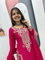 Thumbnail for Teeya Creation Womens New Wedding Wear Heavy Embroidery Thread Work Kurta Set - Dista