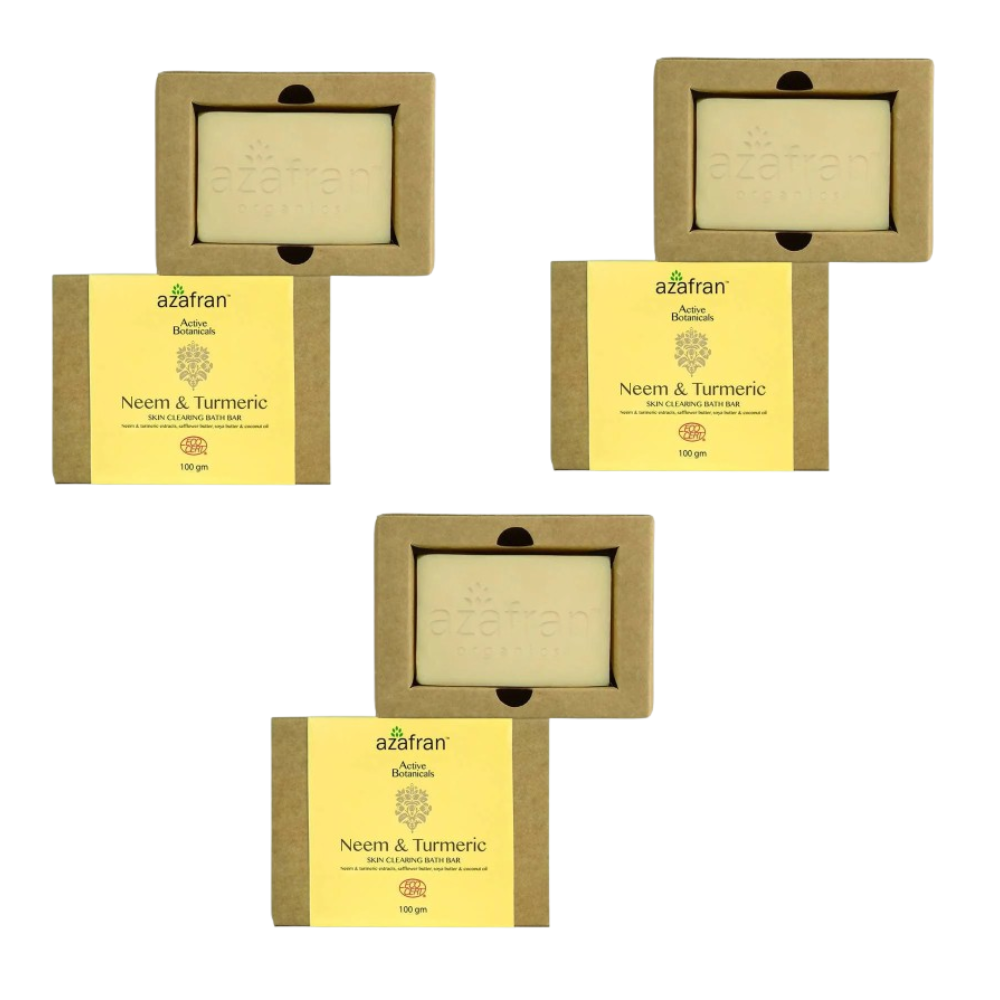 Azafran Active Botanicals Neem & Turmeric Skin Clearing Bath Bar