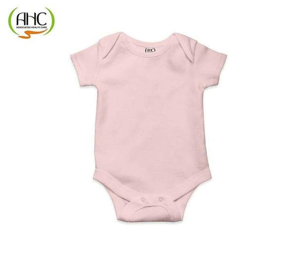 AHC Soft Cotton Short-Sleeve Bodysuits Solid Onesies New Born Infant Dress - Pink/Yellow/Green - Distacart