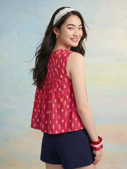 Janasya Pink Peplum Cotton Top - Dista