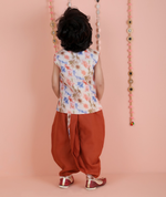 Thumbnail for Joban Fashion Kids Island Cotton Sleeveless printed Kurta and Solid Dhoti - Rust - Distacart