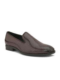 Thumbnail for House of Pataudi Men Textured Round Toe Formal Loafers