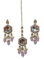 Thumbnail for Jewel City Elegant Kundan-Style Purple and White Necklace, Earrings, and Tikka Set