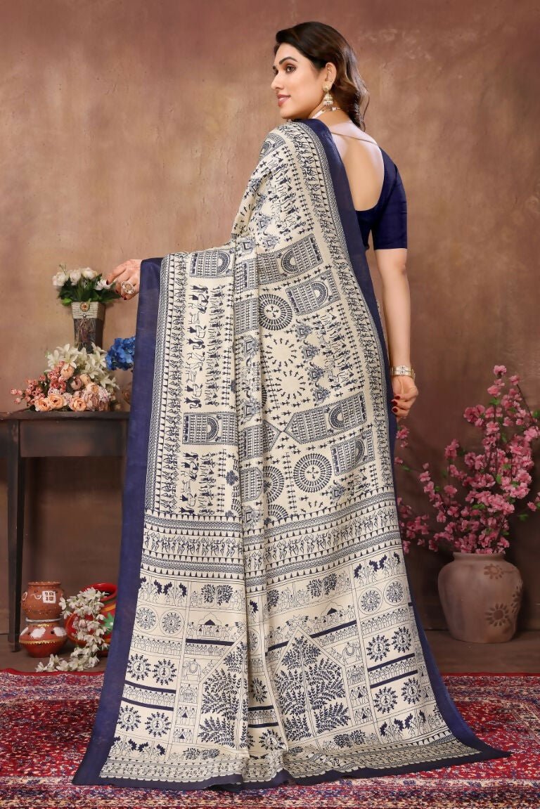 Aafreen Partywear Designer Blue Khadi Fancy Saree - Distacart