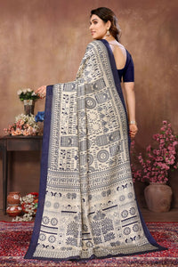 Thumbnail for Aafreen Partywear Designer Blue Khadi Fancy Saree - Distacart
