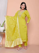 Thumbnail for Miravan Womens Muslin Yellow Kurta And Palazzo With Dupatta Set - Distacart