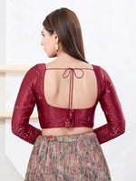 Thumbnail for Joban Fashion Maroon Gajji Silk Elbow Sleeveless Back Open Blouse