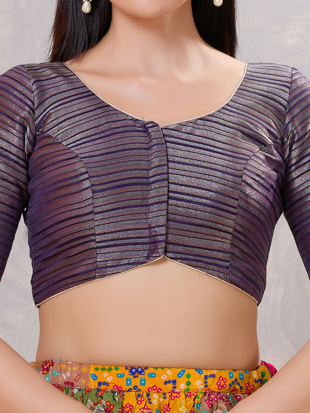 Joban Fashion Women Silk Brinjal Stitched Blouse - Distacart