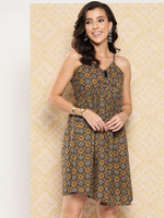 Thumbnail for Yufta Abstract Printed Shoulder Straps A-Line Dress
