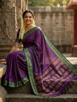 Thumbnail for Shree Shyam Fashion Purple Cotton Saree - Distacart