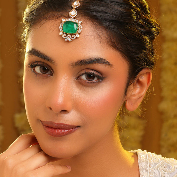 Ruby Raang Green Kundan Tikka - Distacart
